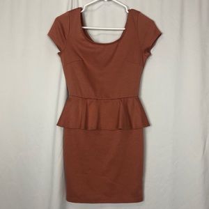 Burnt orange peplum bodycon dress